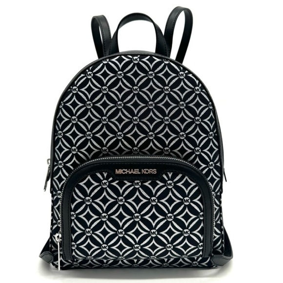 Michael Kors Medium Jaycee Backpack Black/Silver - Picture 1 of 13